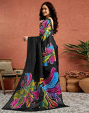 Midnight Prism Cotton Silk Saree with Vibrant Artistic Floral Expression