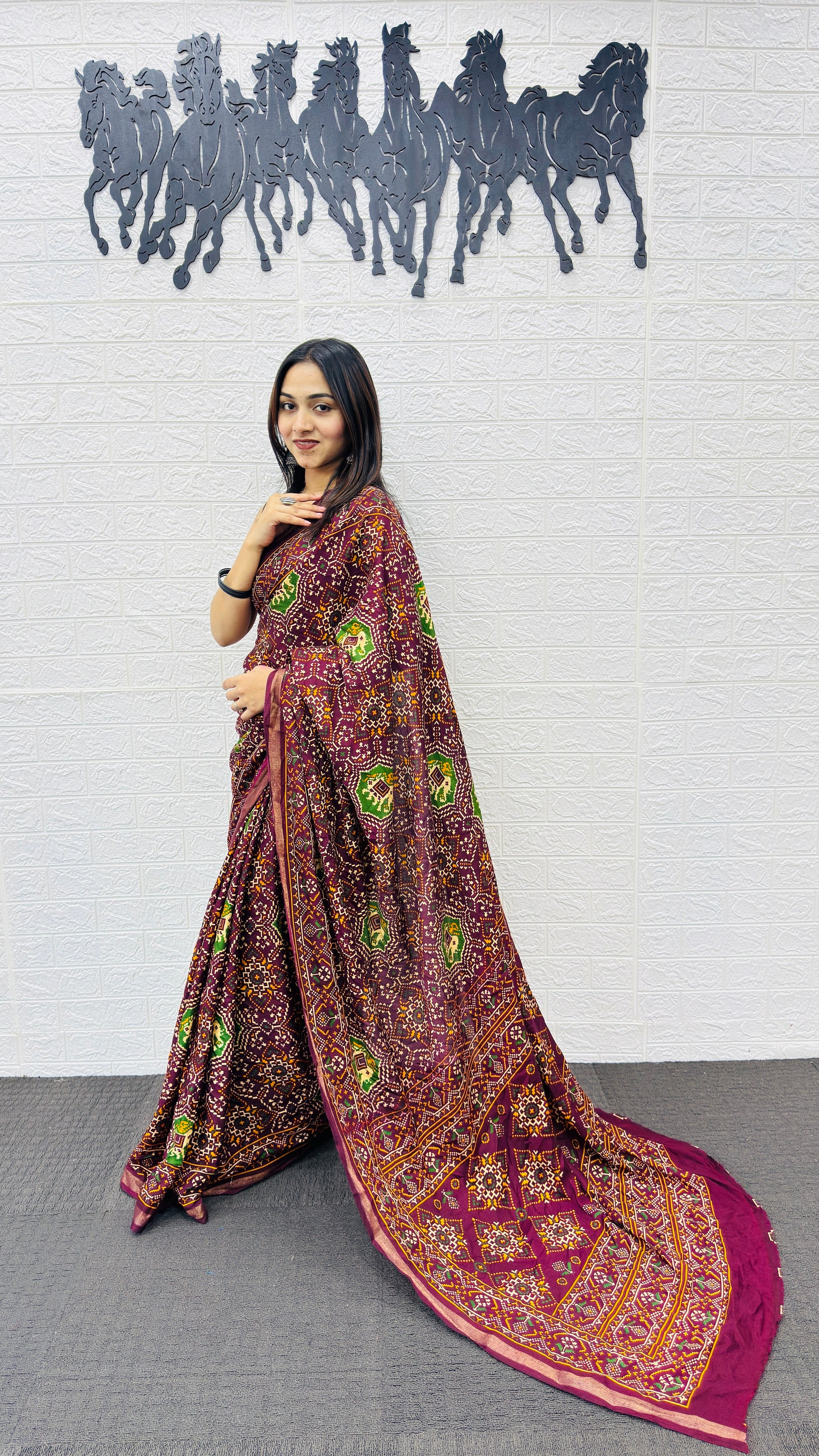 Royal Wine Purple Patola Silk Saree with Multicolor Traditional Weaving | Premium Festive & Cultural Wear