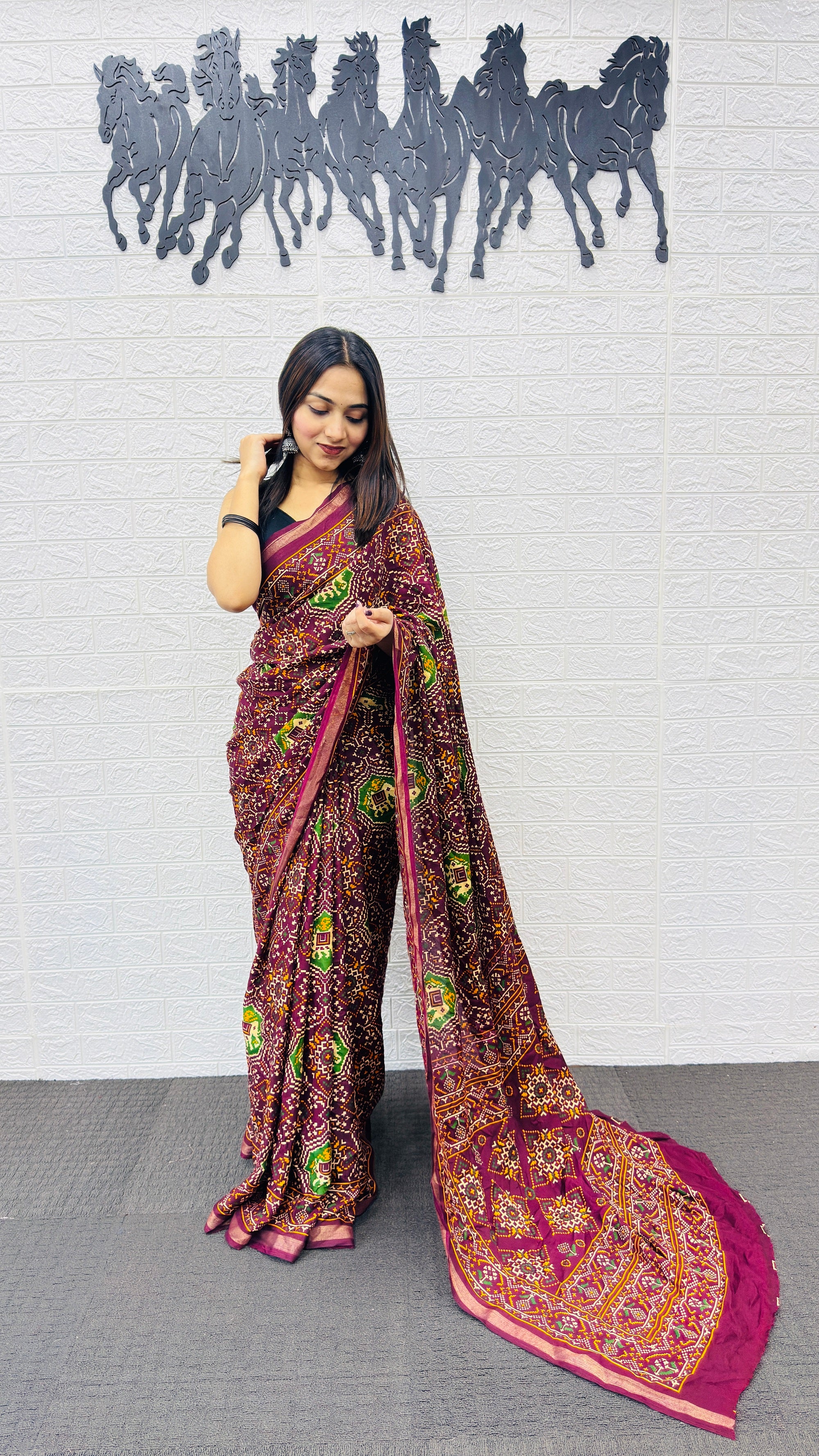 Royal Wine Purple Patola Silk Saree with Multicolor Traditional Weaving | Premium Festive & Cultural Wear