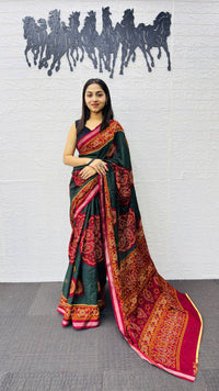 Traditional Deep Green Designer Saree with Maroon Heritage Pallu
