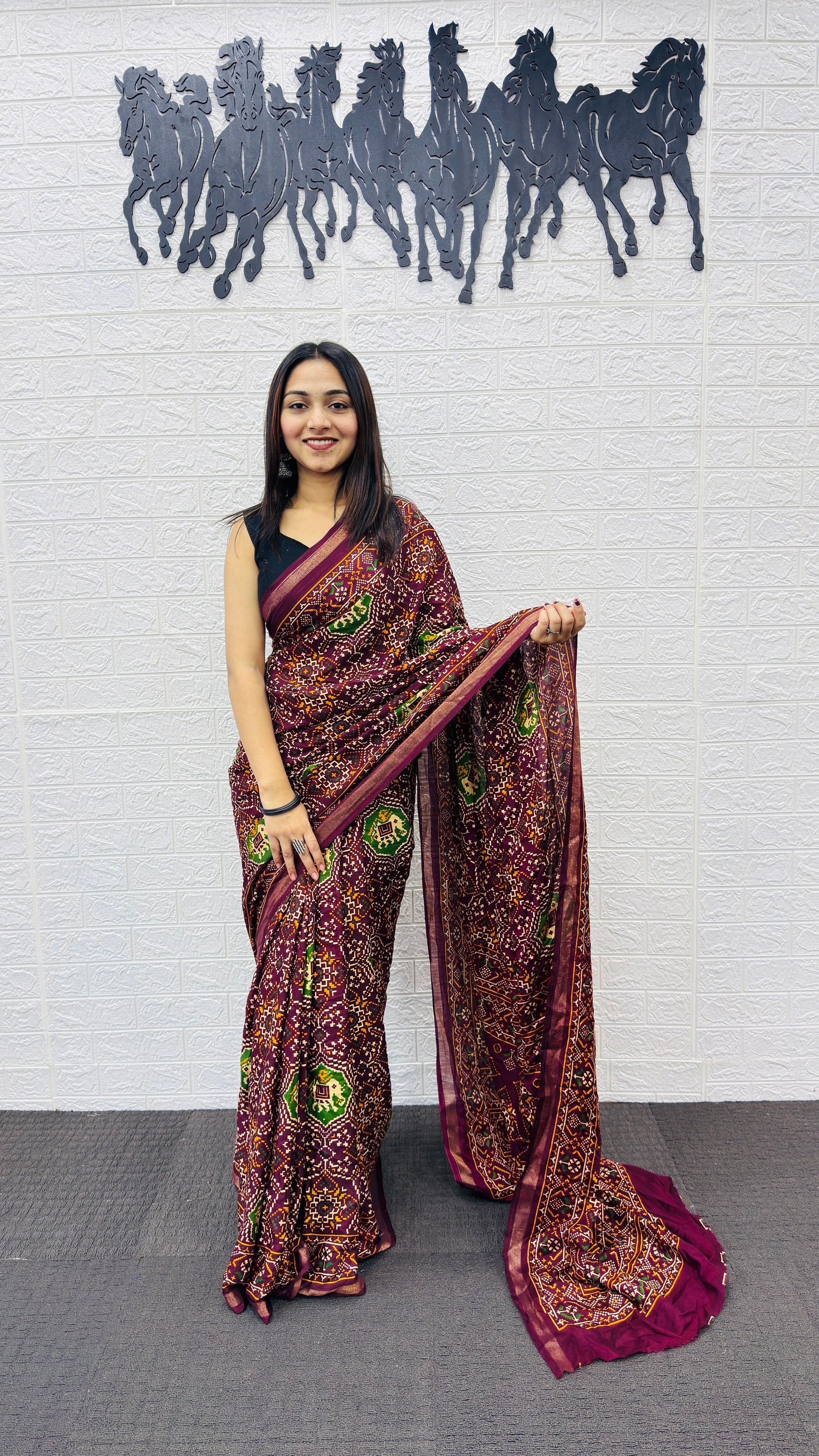 Royal Wine Purple Patola Silk Saree with Multicolor Traditional Weaving | Premium Festive & Cultural Wear