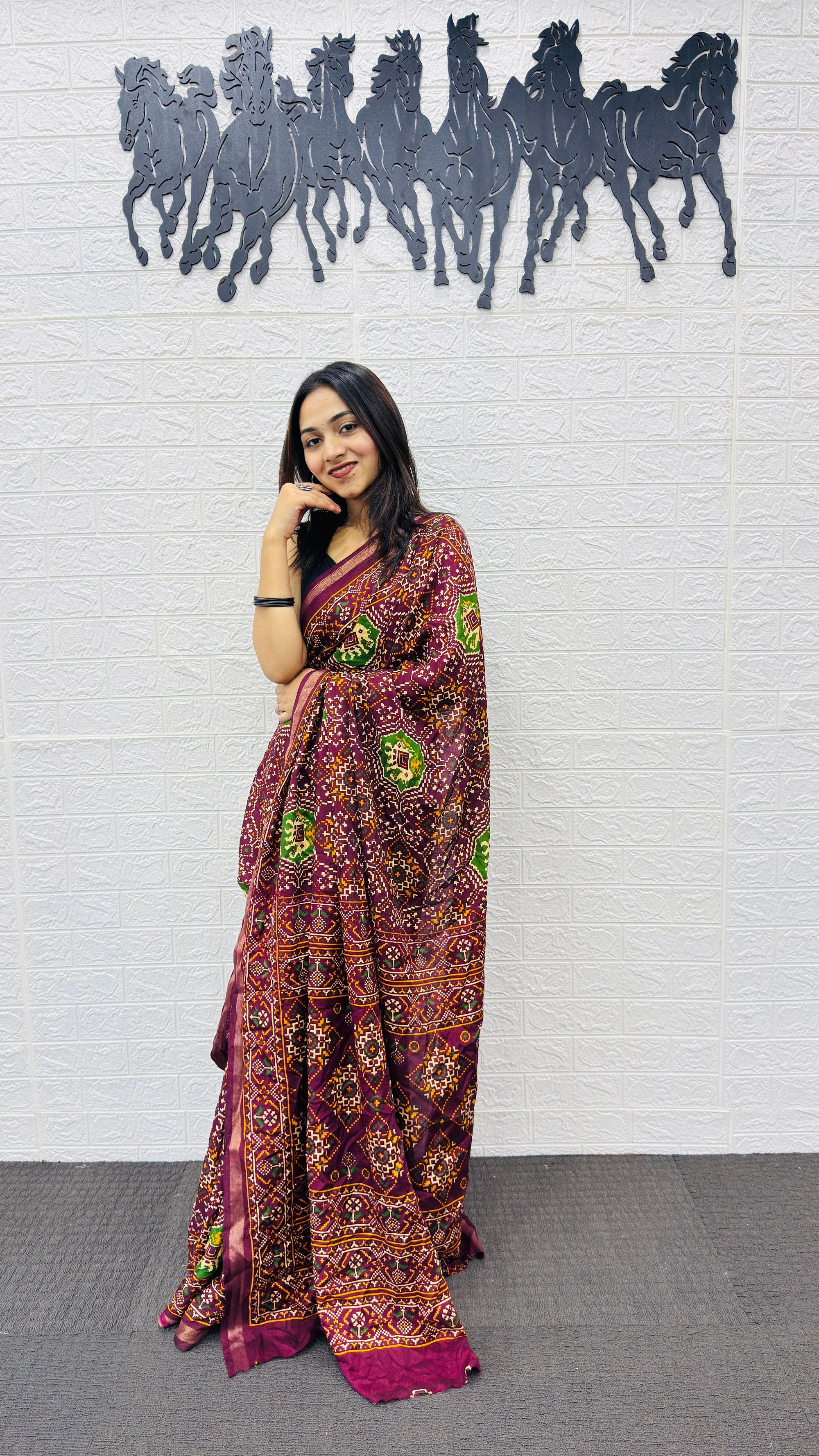 Royal Wine Purple Patola Silk Saree with Multicolor Traditional Weaving | Premium Festive & Cultural Wear