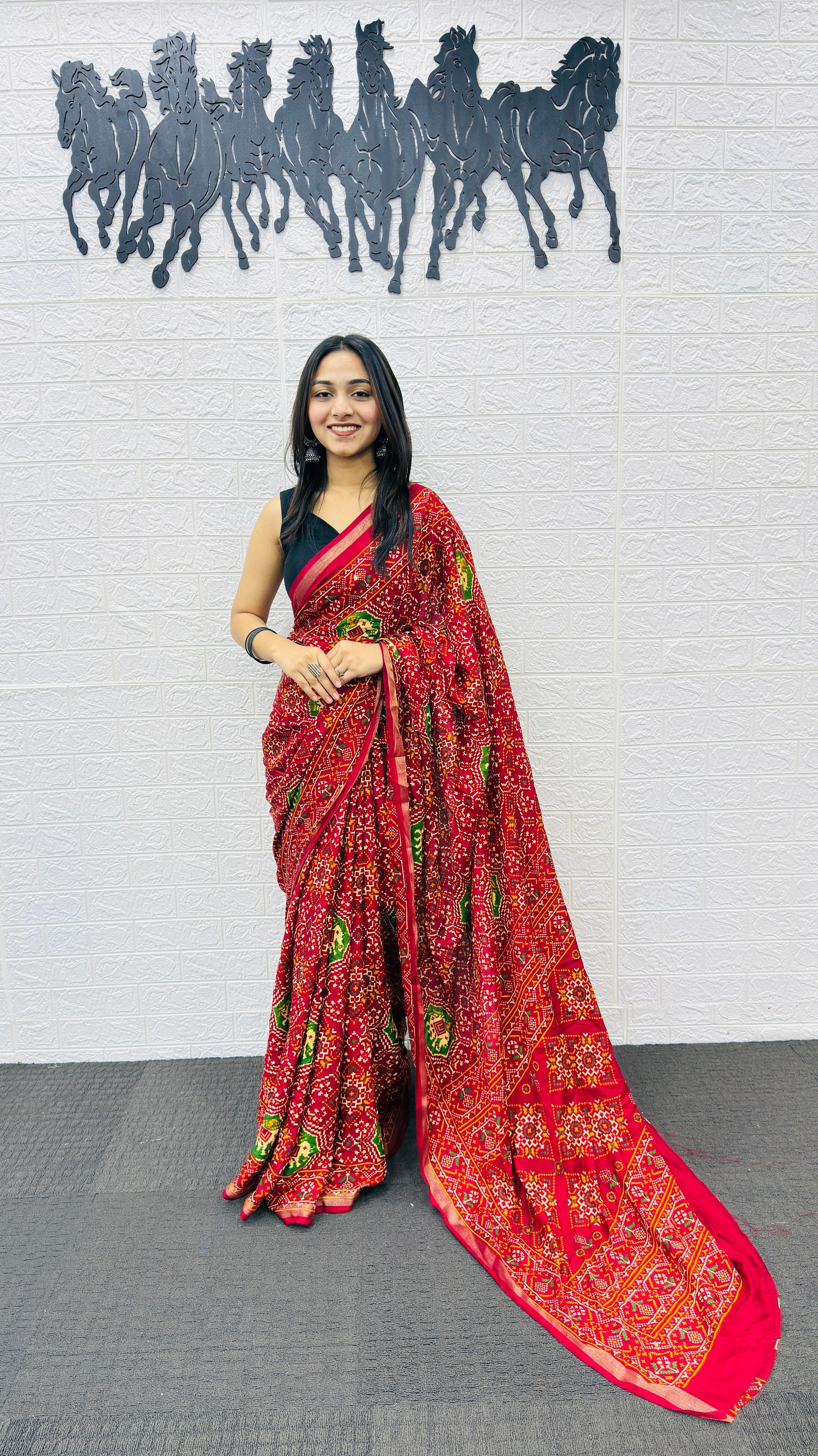 Classic Red Patola Silk Saree with Multicolor Traditional Weaving | Premium Festive & Wedding Wear
