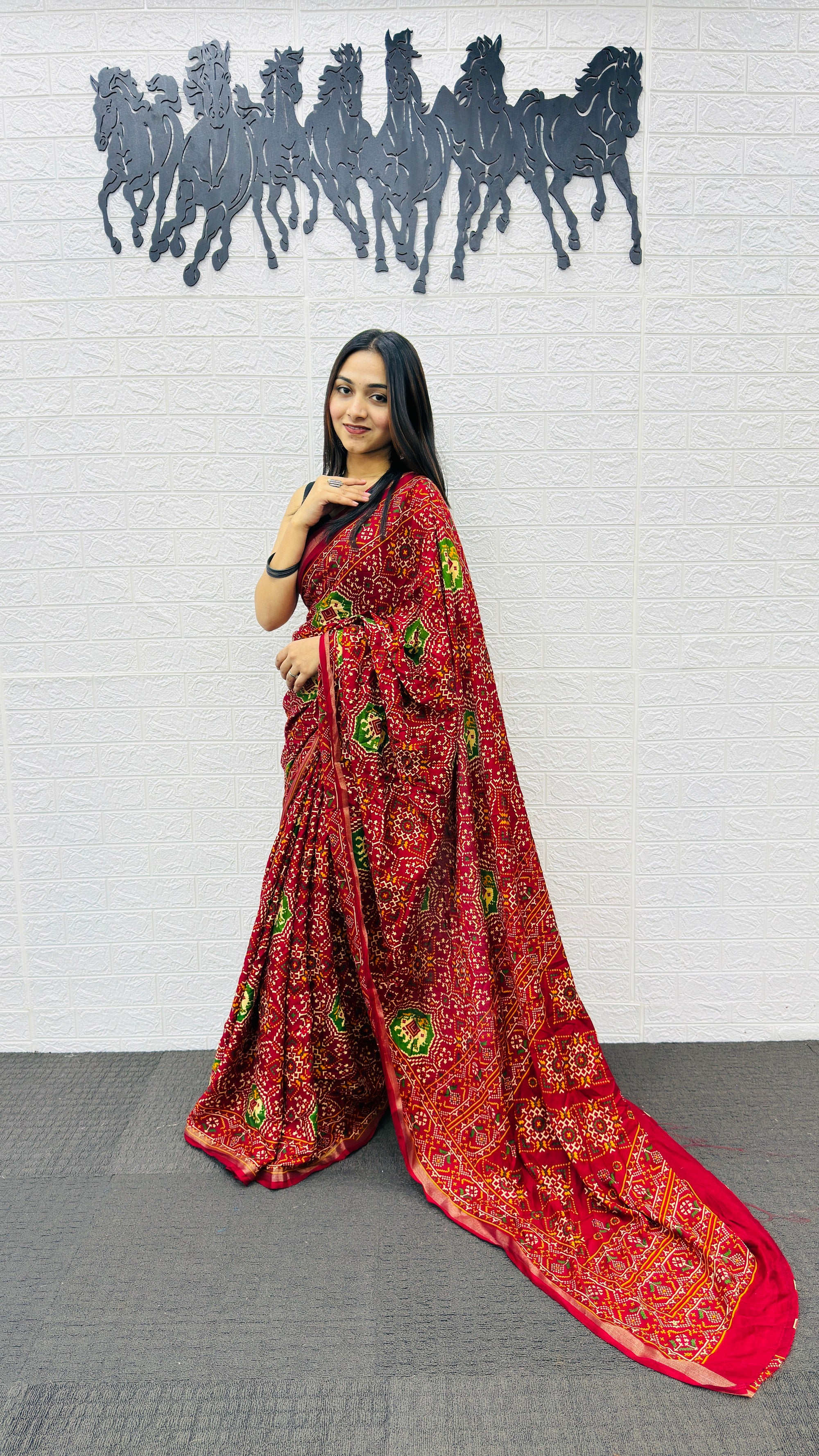 Classic Red Patola Silk Saree with Multicolor Traditional Weaving | Premium Festive & Wedding Wear