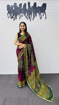 Traditional Plum Purple Designer Saree with Deep Green Heritage Pallu