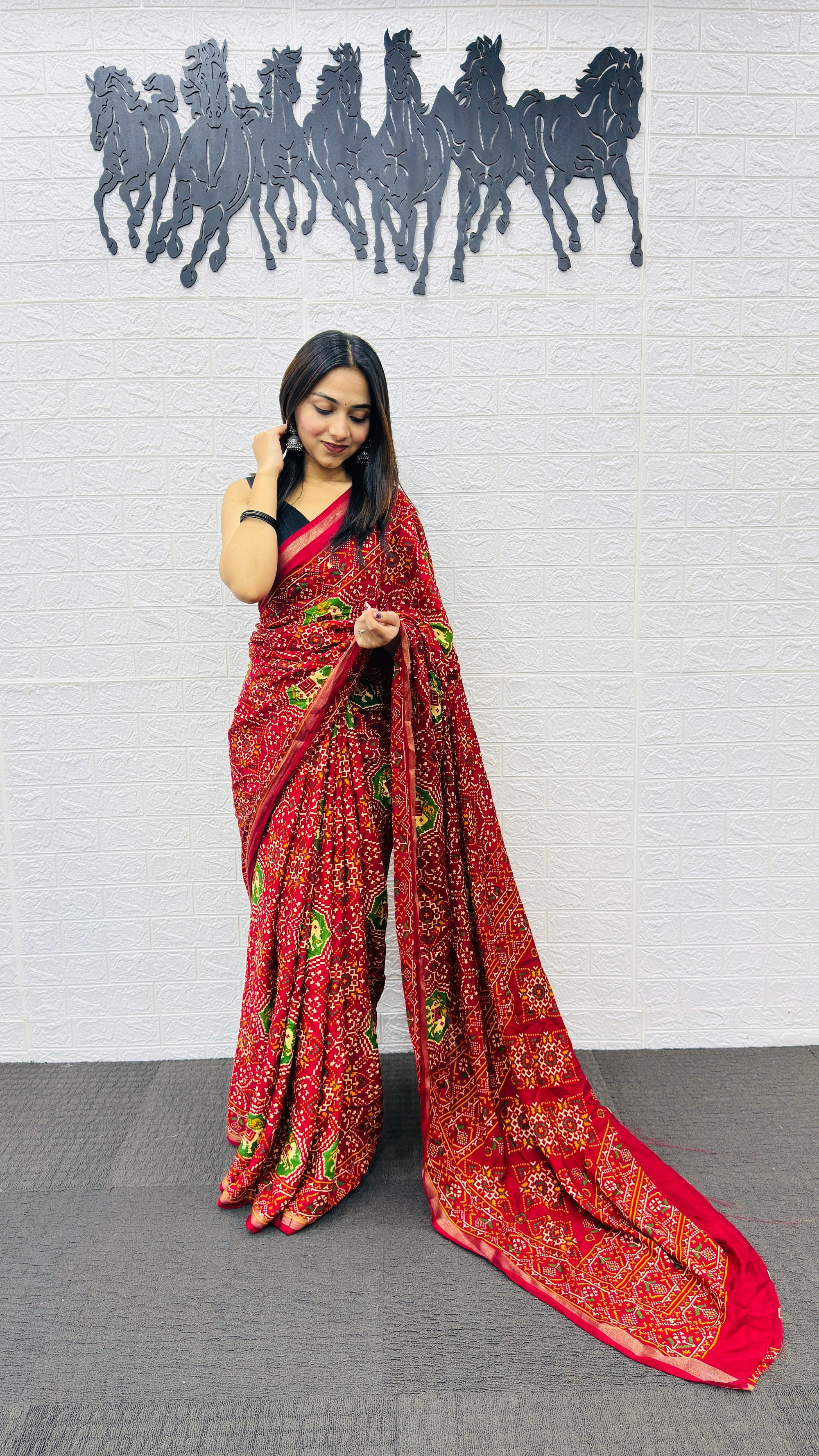 Classic Red Patola Silk Saree with Multicolor Traditional Weaving | Premium Festive & Wedding Wear