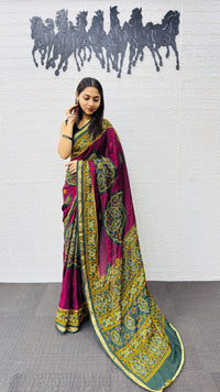 Traditional Plum Purple Designer Saree with Deep Green Heritage Pallu