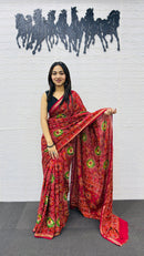 Classic Red Patola Silk Saree with Multicolor Traditional Weaving | Premium Festive & Wedding Wear