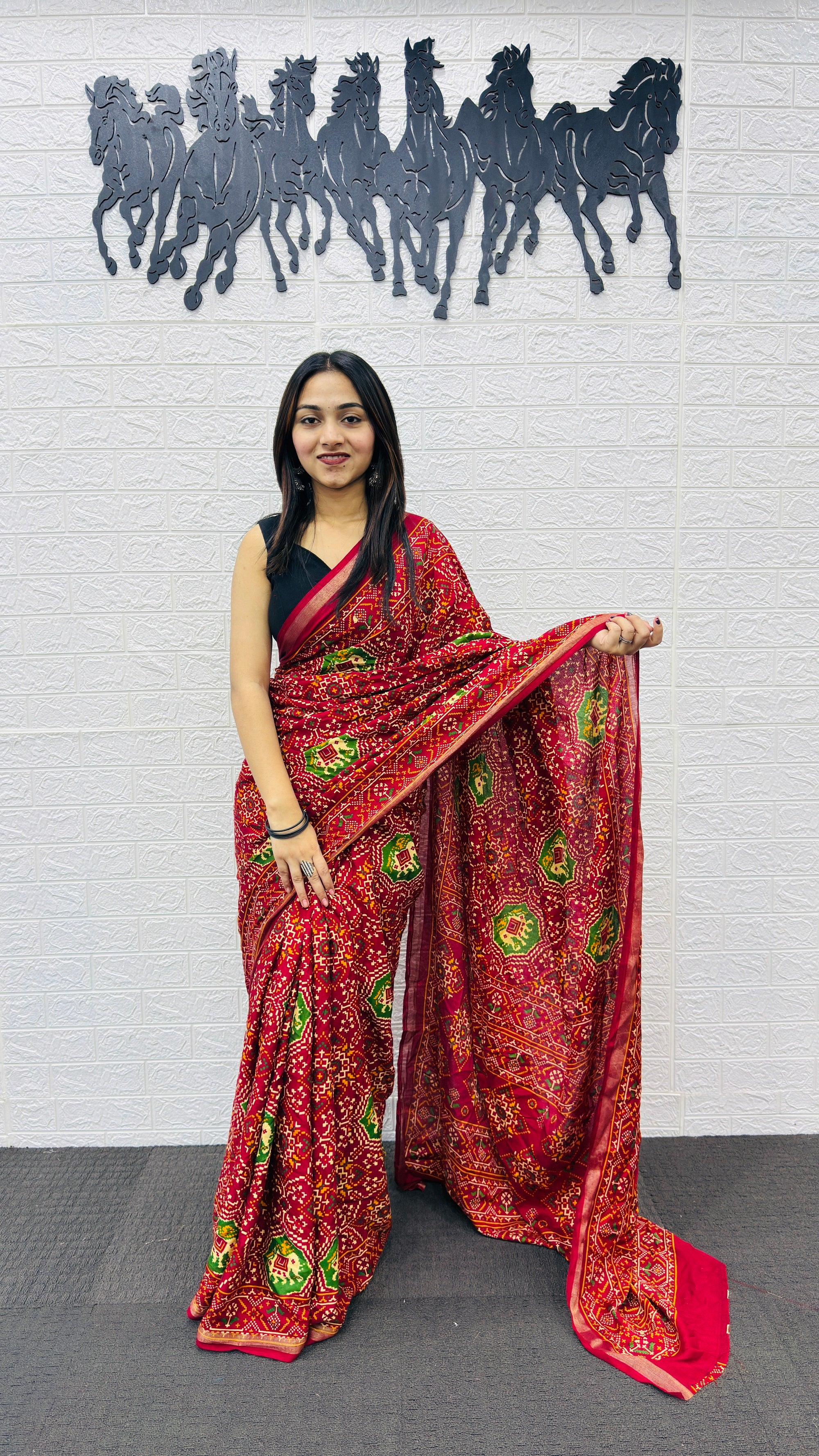 Classic Red Patola Silk Saree with Multicolor Traditional Weaving | Premium Festive & Wedding Wear