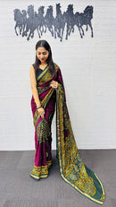 Traditional Plum Purple Designer Saree with Deep Green Heritage Pallu