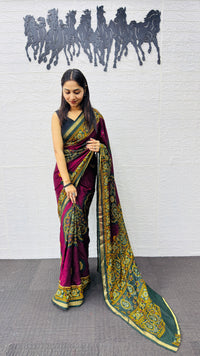 Traditional Plum Purple Designer Saree with Deep Green Heritage Pallu