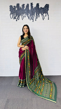 Royal Rani Pink Designer Saree with Intricate Green Traditional Border