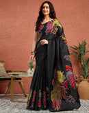 Midnight Prism Cotton Silk Saree with Vibrant Artistic Floral Expression