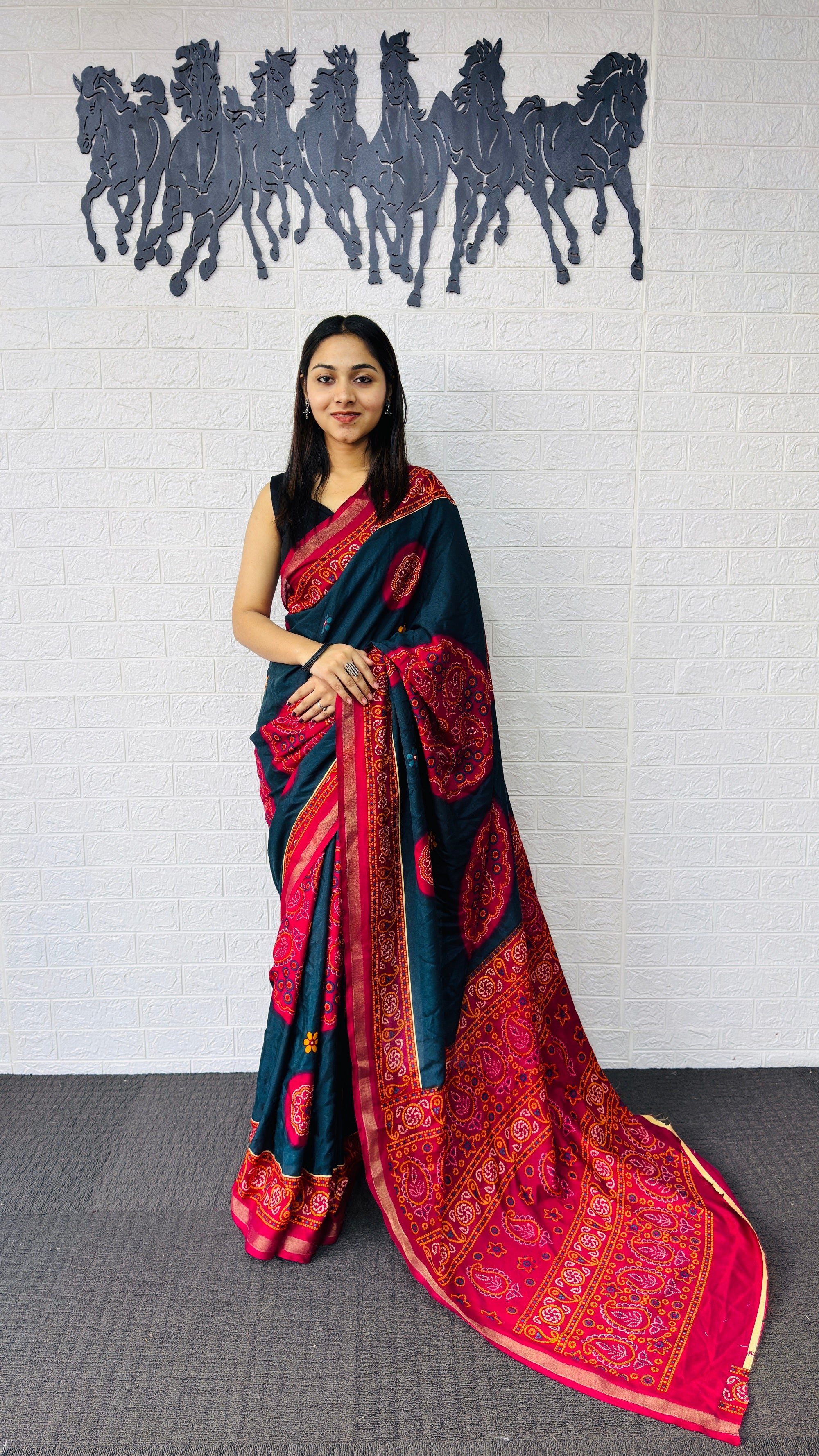Elegant Teal Blue Designer Saree with Vibrant Pink Heritage Border