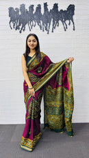 Traditional Plum Purple Designer Saree with Deep Green Heritage Pallu