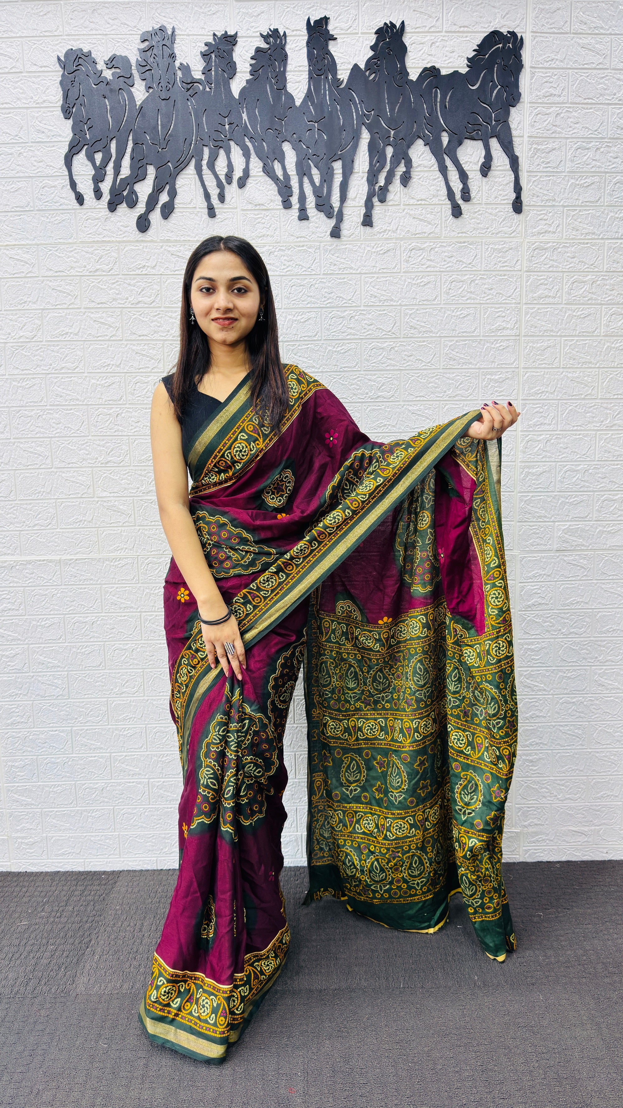 Traditional Plum Purple Designer Saree with Deep Green Heritage Pallu