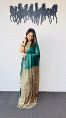 Elegant Emerald Green Designer Saree with Rich Paisley Printed Border