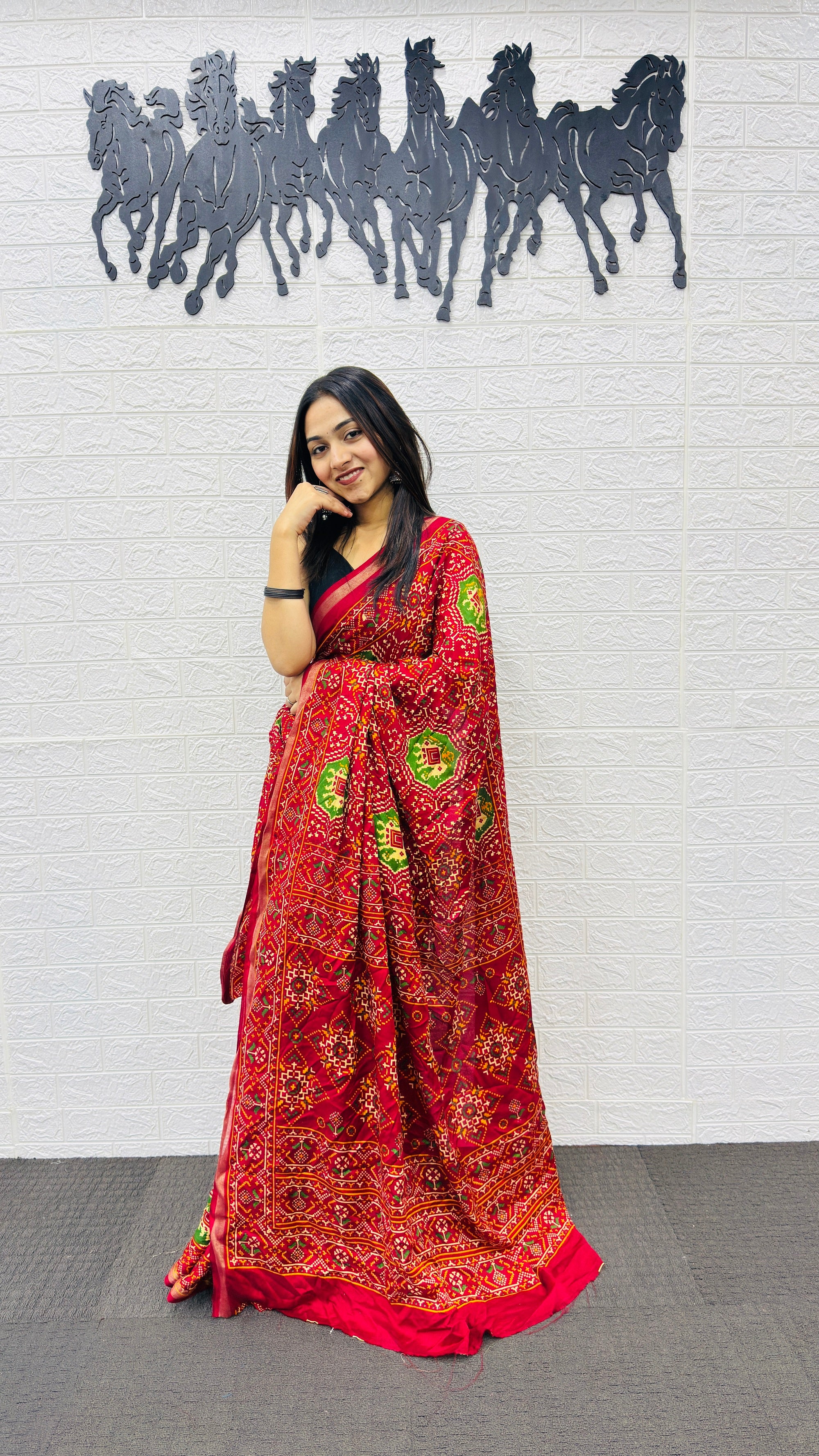 Classic Red Patola Silk Saree with Multicolor Traditional Weaving | Premium Festive & Wedding Wear
