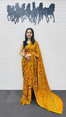 Royal Mustard Yellow Patola Silk Saree with Multicolor Traditional Weaving | Premium Festive & Wedding Wear