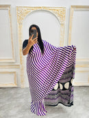 Elegant Purple & White Striped Designer Saree with Black Heritage Statement Pallu