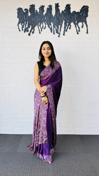 Royal Purple Designer Saree with Elegant Paisley Printed Border