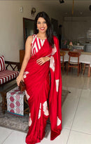 Scarlet Rouge Cotton Silk Saree with Artistic Floral Statement Design
