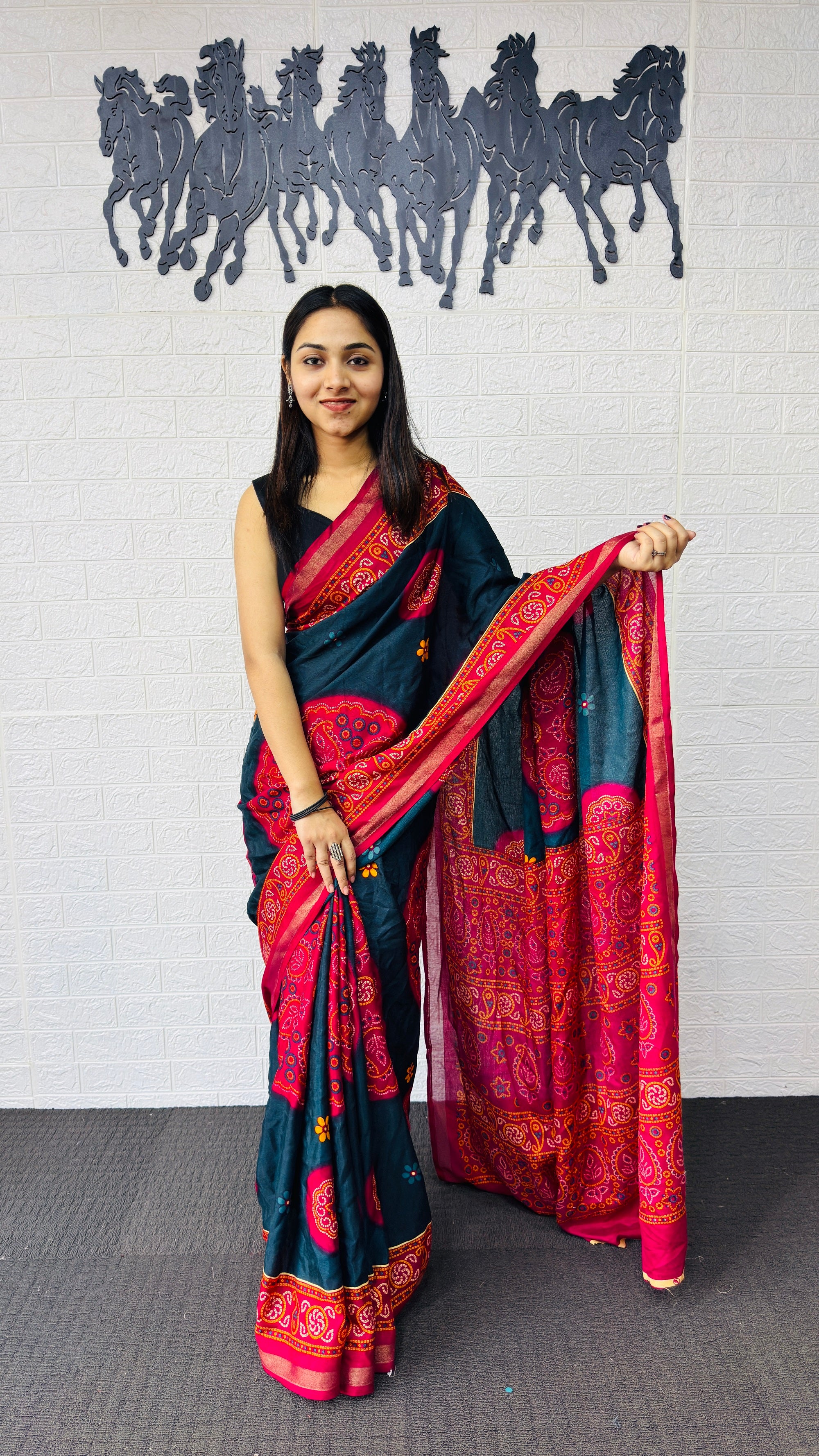 Elegant Teal Blue Designer Saree with Vibrant Pink Heritage Border