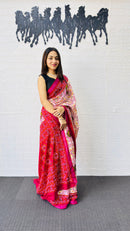 Charming Pink & Ivory Traditional Printed Saree with Rich Ethnic Pallu