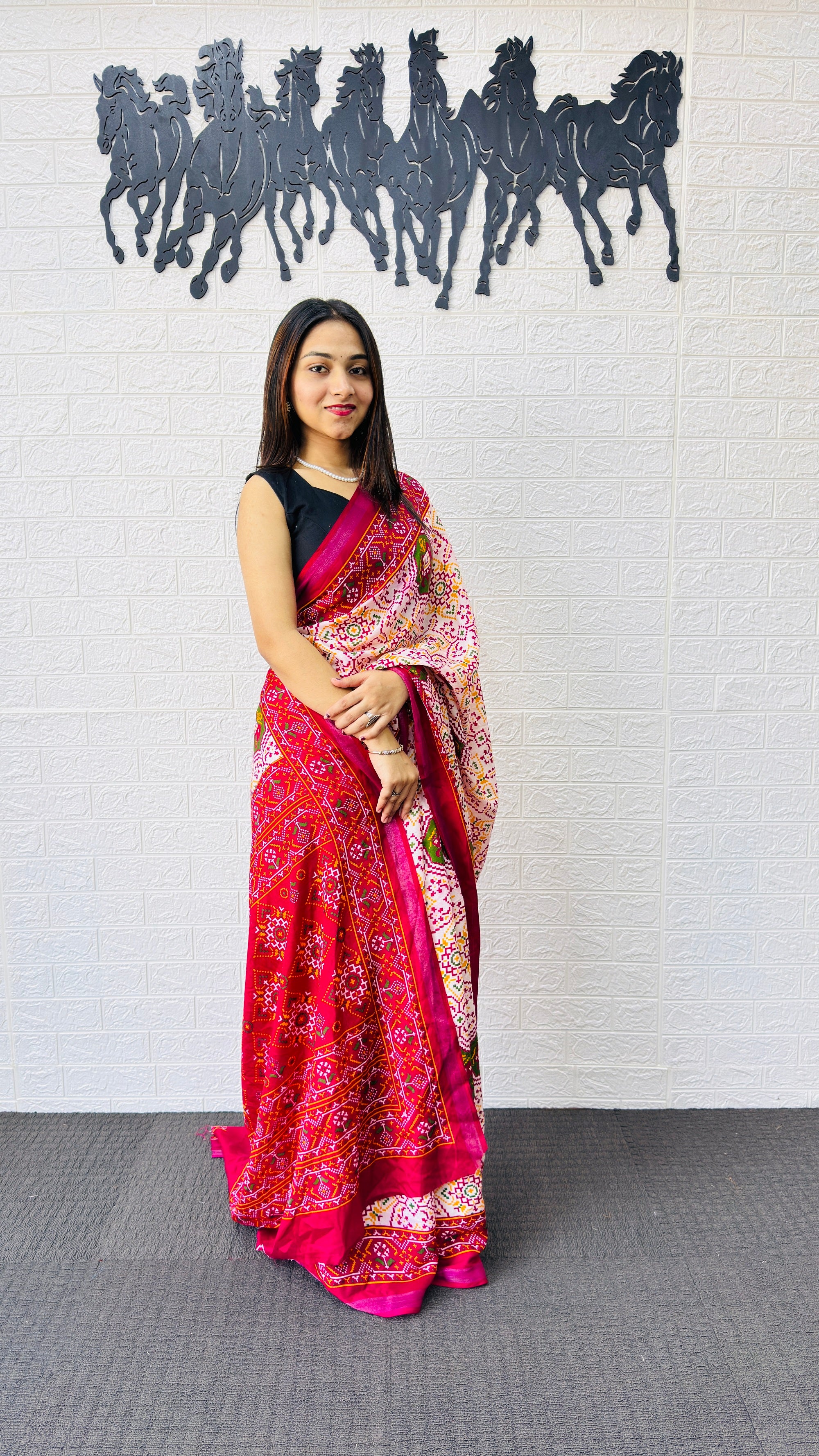 Charming Pink & Ivory Traditional Printed Saree with Rich Ethnic Pallu
