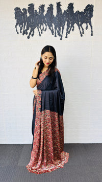 Elegant Black Designer Saree with Classic Paisley Printed Border
