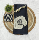 Midnight Noir Cotton Silk Saree with Artistic Floral Statement Design
