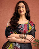 Midnight Prism Cotton Silk Saree with Vibrant Artistic Floral Expression