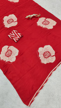 Scarlet Rouge Cotton Silk Saree with Artistic Floral Statement Design