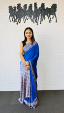 Royal Blue Designer Saree with Elegant Paisley Printed Border