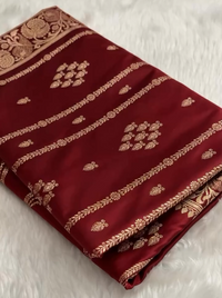 Classic Red Silk Saree with Gold Zari Butta Weaving