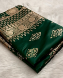 Emerald Green Silk Saree with Heavy Gold Zari Floral Weaving