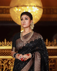 Shivi  – Black Banarasi Silk Saree with Jacquard Zari Border