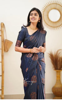 Sapphire Blue Banarasi Silk Saree