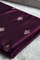 Royal Purple Banarasi Silk Saree with Silver Zari Butti & Floral Border | Premium Wedding & Festive Wear