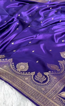 Royal Purple Banarasi Silk Saree with Gold Zari Butta & Rich Woven Border