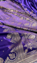 Royal Purple Banarasi Silk Saree with Gold Zari Butta & Rich Woven Border