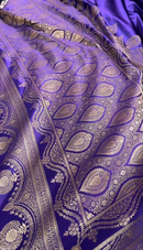 Royal Purple Banarasi Silk Saree with Gold Zari Butta & Rich Woven Border