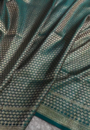 Teal Blue Banarasi Silk Saree with Gold Zari Floral Motifs and Rich Border