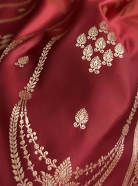 Classic Red Silk Saree with Gold Zari Butta Weaving