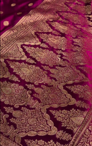 Magenta Banarasi Silk Saree with Gold Zari Butta and Rich Woven Border