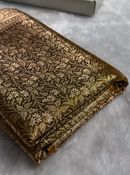 Radiant Golden Satin Silk Saree with All-Over Floral Zari Weaving