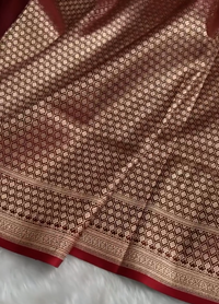 Classic Red Silk Saree with Gold Zari Butta Weaving