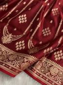 Classic Red Silk Saree with Gold Zari Butta Weaving