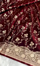 Royal Maroon Silk Saree with Heavy Gold Zari Floral Weaving