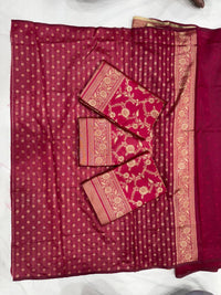 Rani Pink Banarasi Silk Saree with Gold Zari Floral Weaving